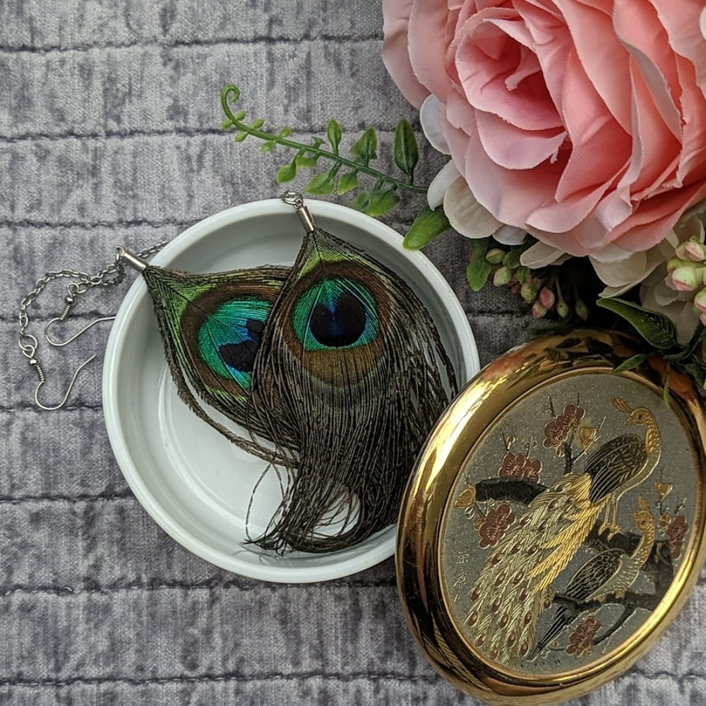 🦚 Peacock Feather Earrings